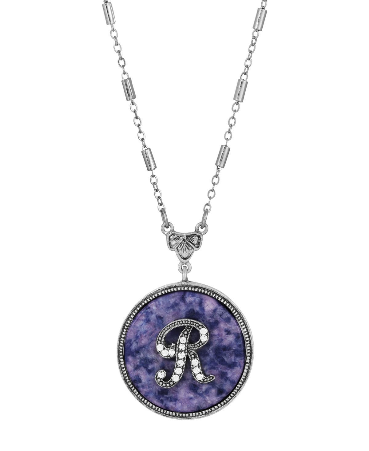 1928 Silver Tone Round Initial Pendant Necklace, Womens Product Image