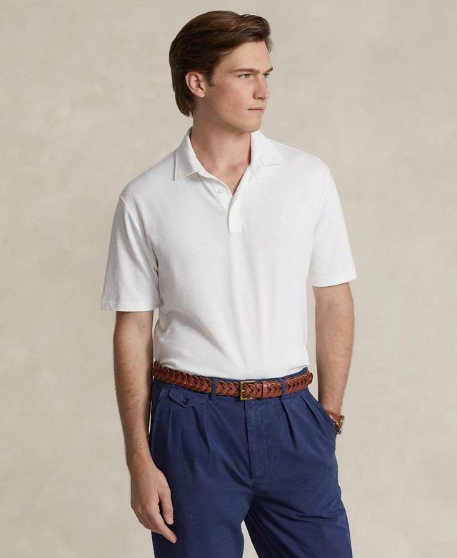 Mens Cotton & Linen-Blend Polo Shirt Product Image