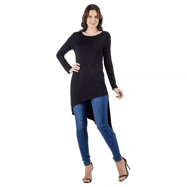 Womens 24Seven Comfort Apparel Long Sleeve Knee Length Asymmetrical Tunic Top Product Image