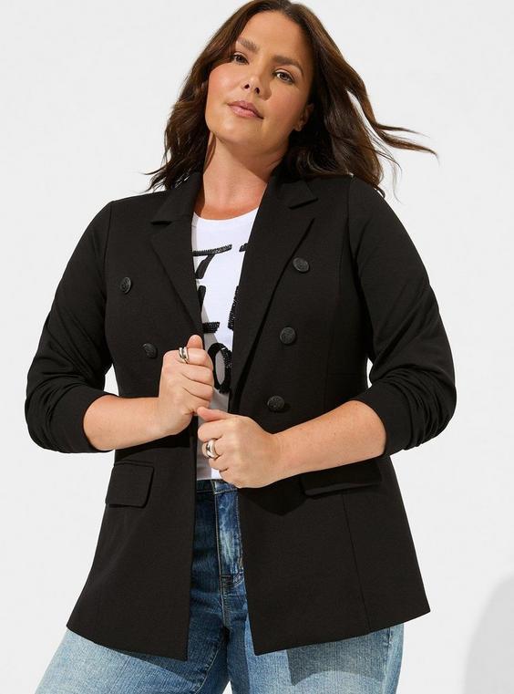 Ponte Double Breasted Relaxed Blazer Product Image