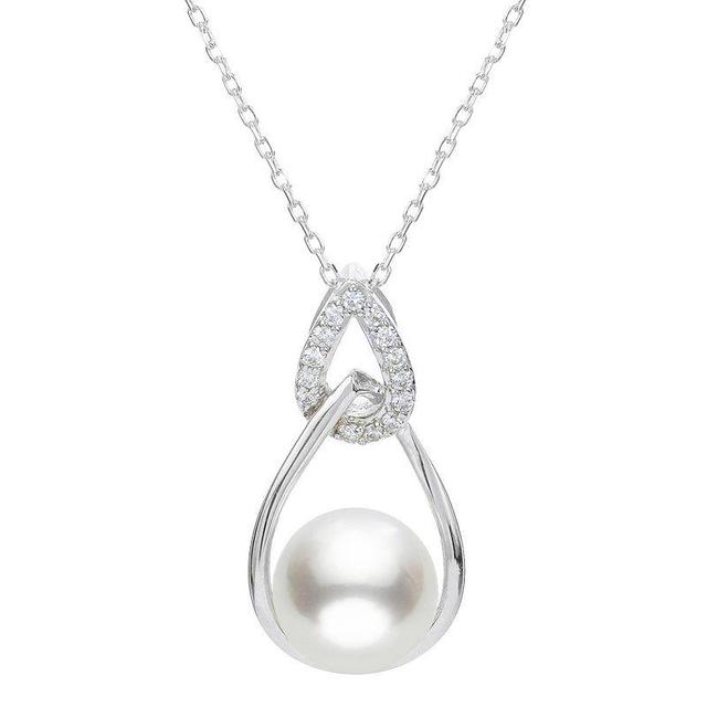 PearLustre by Imperial Freshwater Cultured Pearl & White Topaz Double Drop Pendant Necklace, Womens, Sterling Silver Product Image