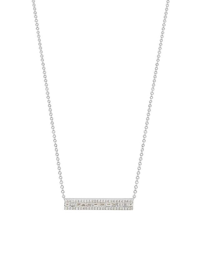 Womens 14K White Gold & 0.4 TCW Diamond Bar Pendant Necklace Product Image