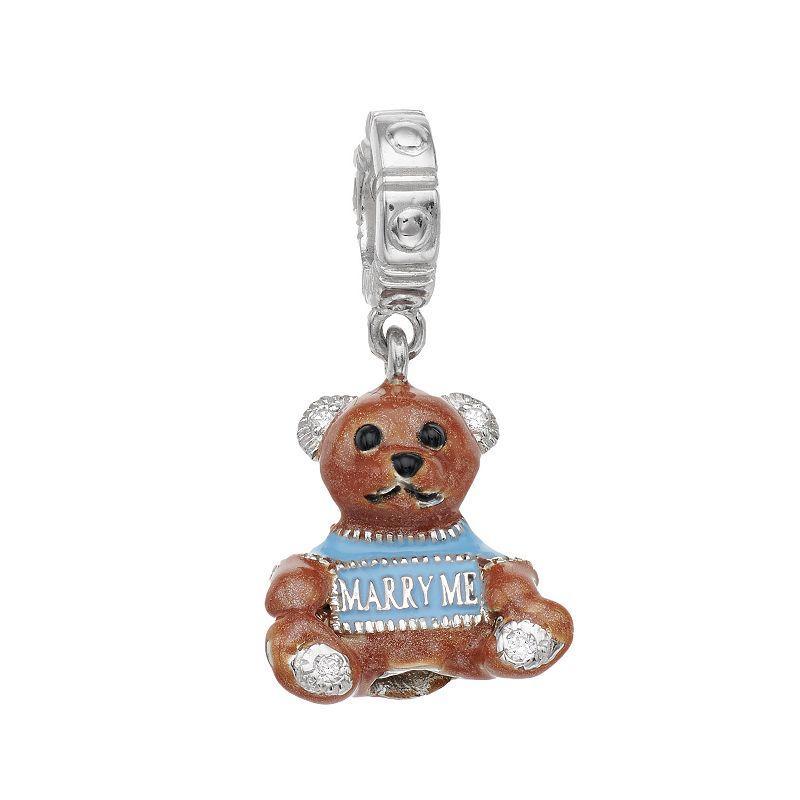 Lavish by TJM Sterling Silver Cubic Zirconia Bear Cub Charm, Womens Product Image