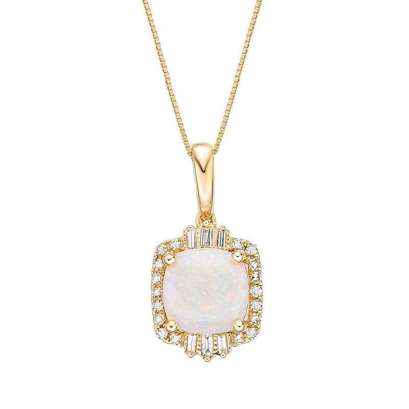 Gemminded 10k Gold 1/4 Carat T.W. Diamond & Opal Pendant Necklace, Womens Product Image