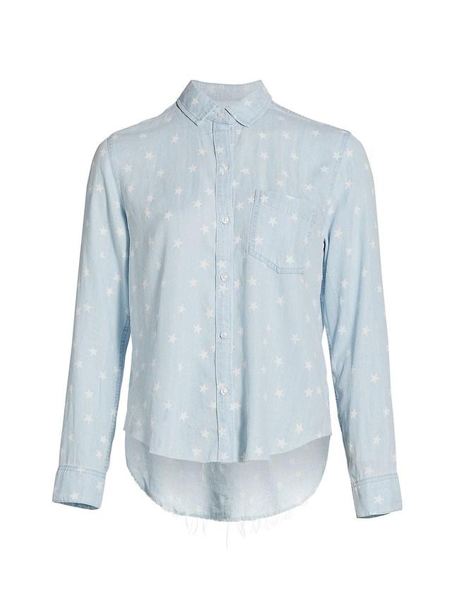 Womens Ingrid Raw Star Print Denim Shirt Product Image