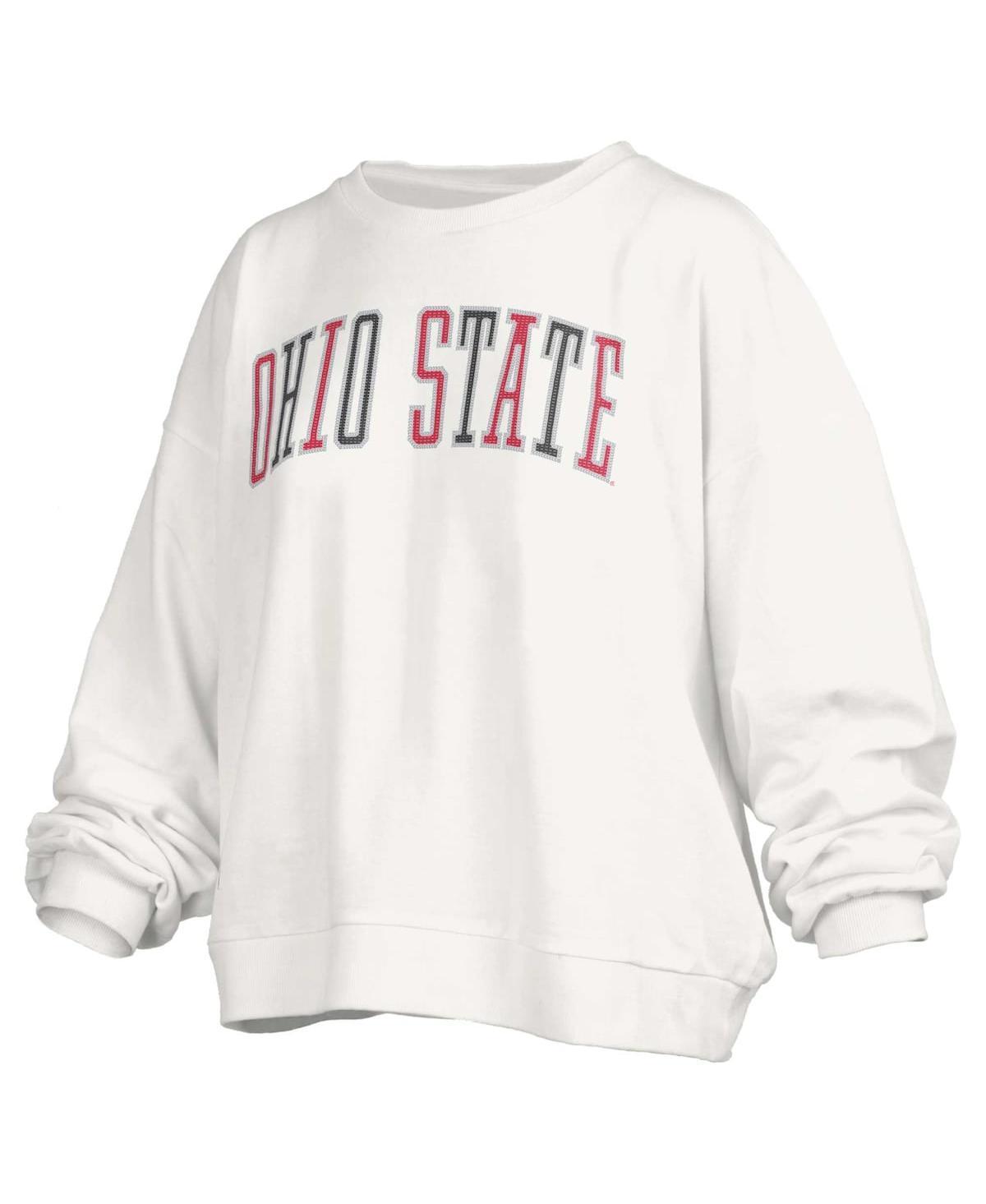 Womens Pressbox Ohio State Buckeyes Janise Waist Length Oversized Pullover Sweatshirt Product Image