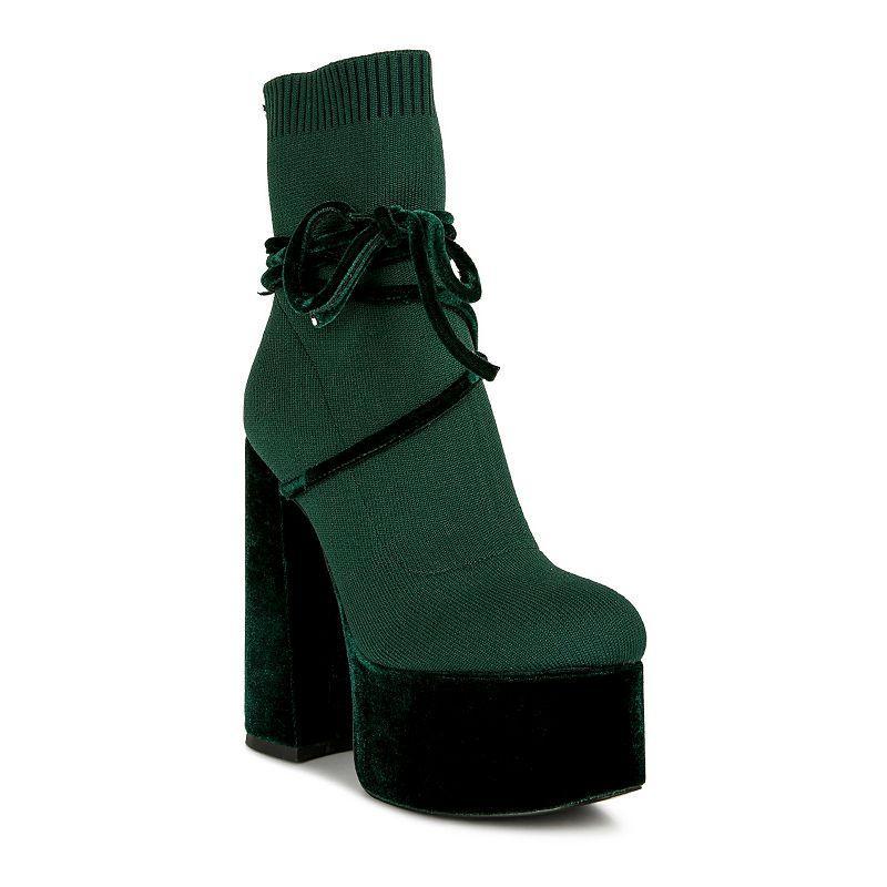 Womens after pay high heel velvet knitted boot Product Image