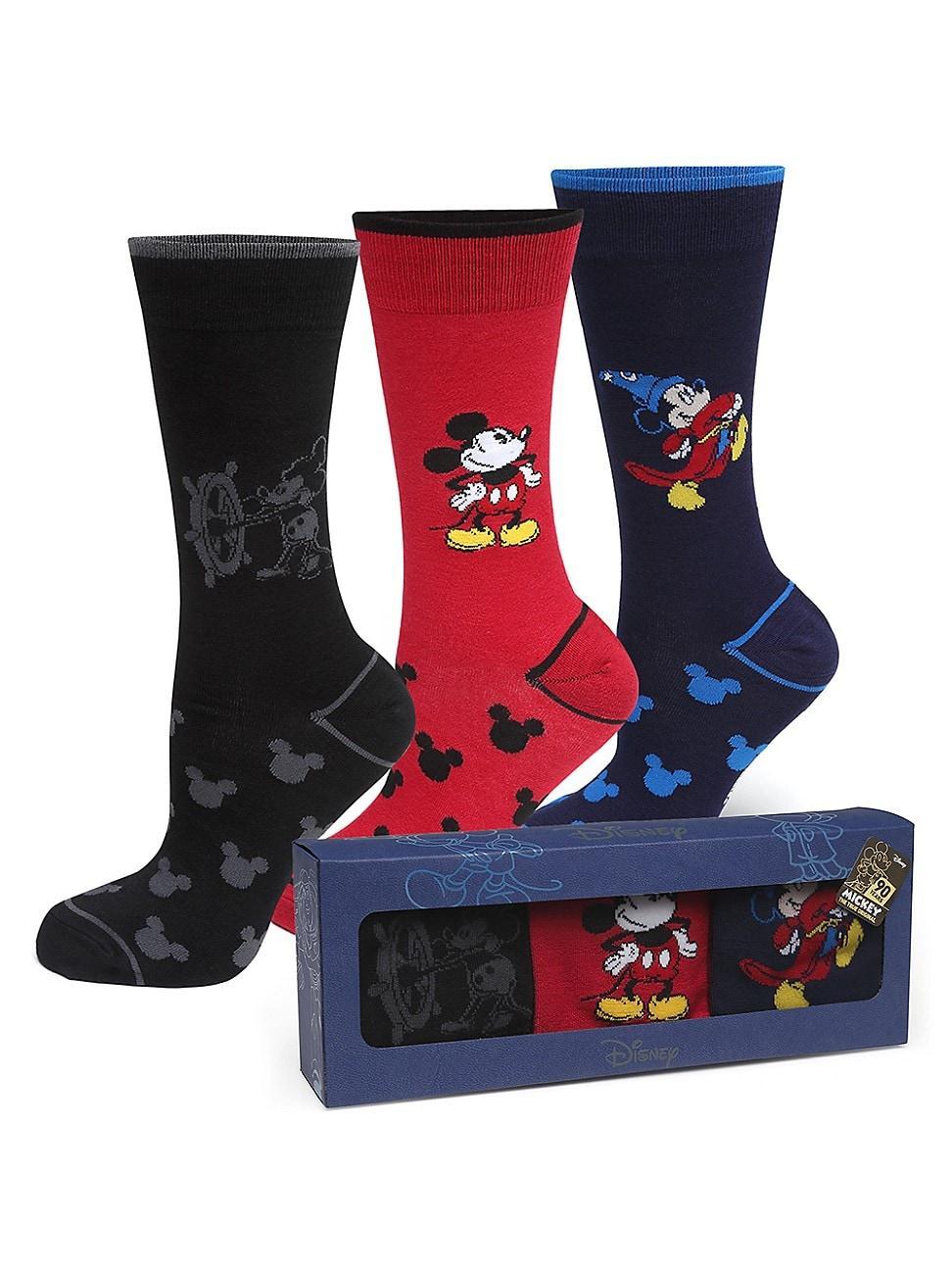 Mens 3-Pair Mickey 90th Anniversary Graphic Socks Product Image