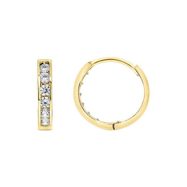 Celebration Gems 14k Gold Cubic Zirconia Huggie Hoop Earrings, Womens, Yellow Product Image