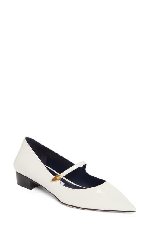 JIMMY CHOO Carolyn Leather Mary Jane Flats In White Product Image