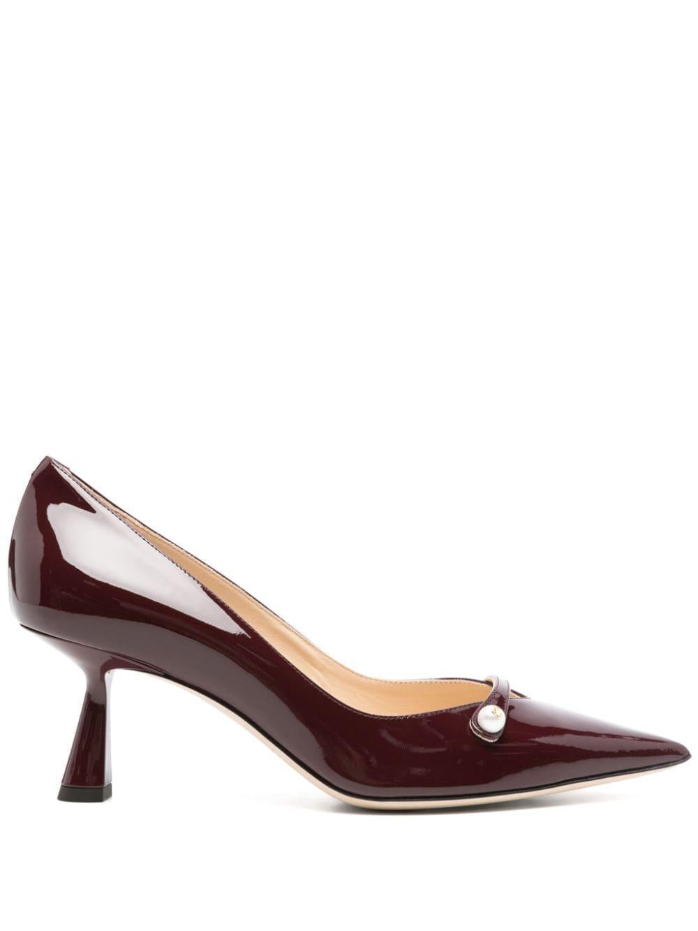 JIMMY CHOO Rosalia Patent Pearly-strap Pumps In Red Product Image