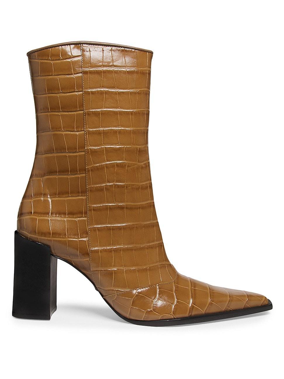 Womens Raffaela 90MM Crocodile-Embossed Leather Booties Product Image