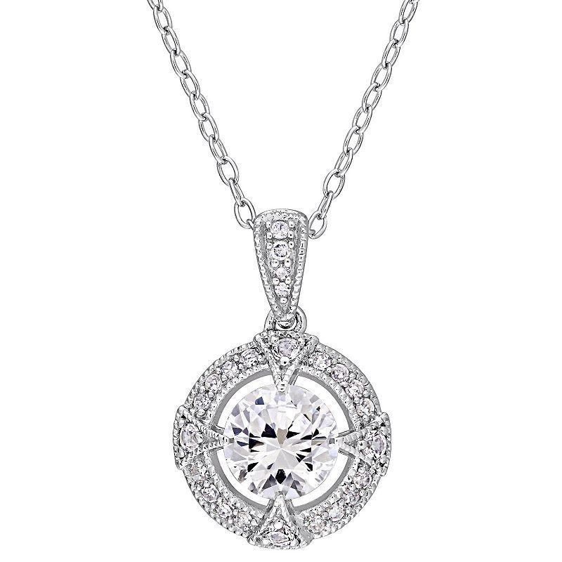 Stella Grace Sterling Silver 1/10 Carat T.W. Diamond & Lab-Created White Sapphire Fashion Pendant Necklace, Womens Product Image