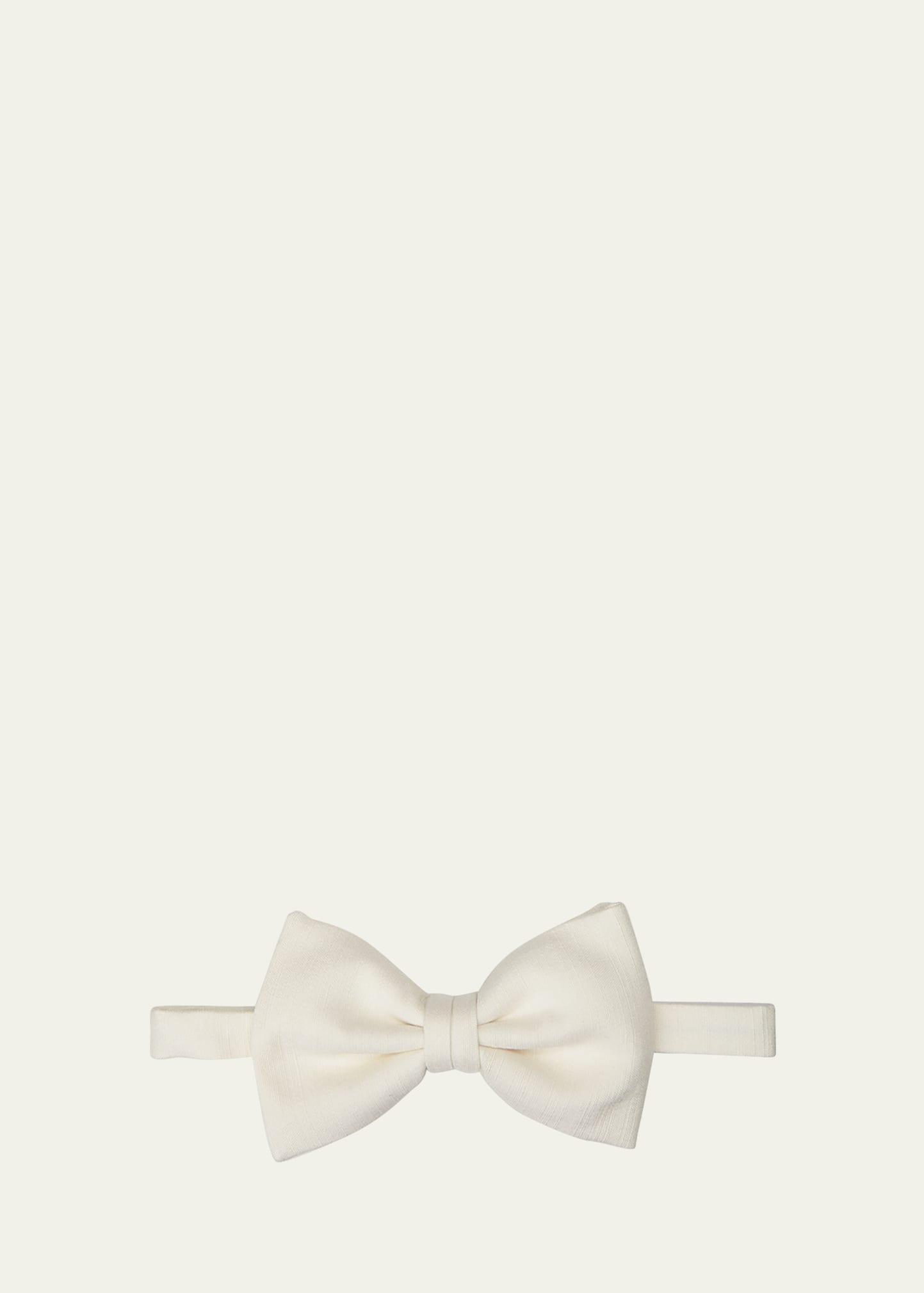 Brioni Men's Pre-Tied Silk Bow Tie  - OFF WHITE Product Image