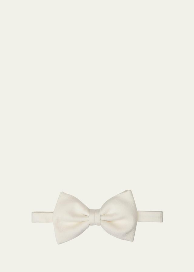 Brioni Men's Pre-Tied Silk Bow Tie  - OFF WHITE Product Image