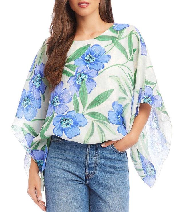 Karen Kane Floral Scoop Neck Bell Sleeve Blouse Product Image