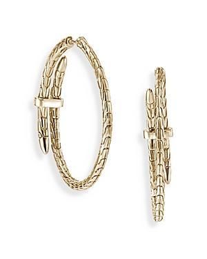 John Hardy 14K Yellow Gold Spear Diamond Coil Hoop Earrings Product Image