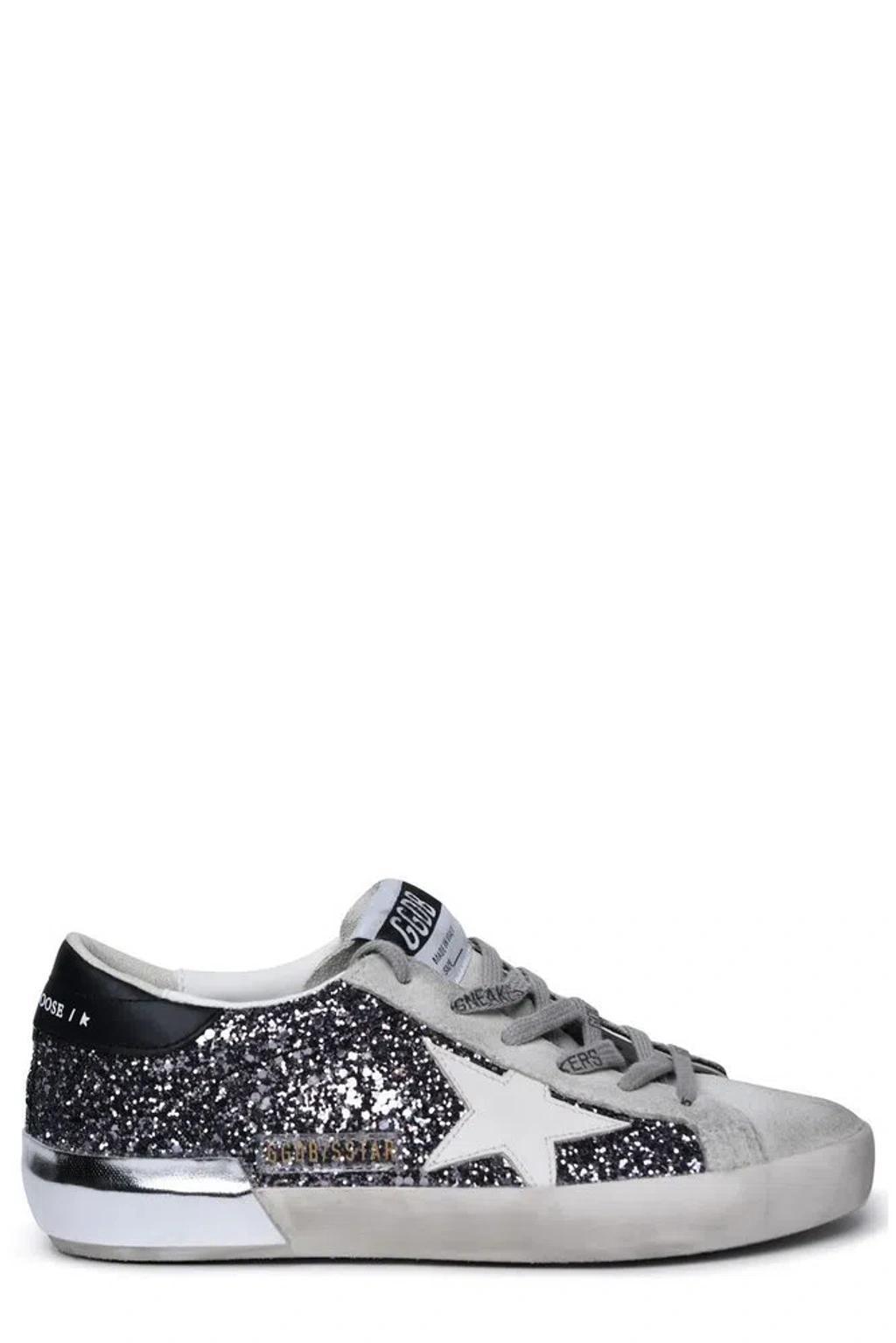 GOLDEN GOOSE Deluxe Brand Baskets Superstar Glittered Low In Argento product image