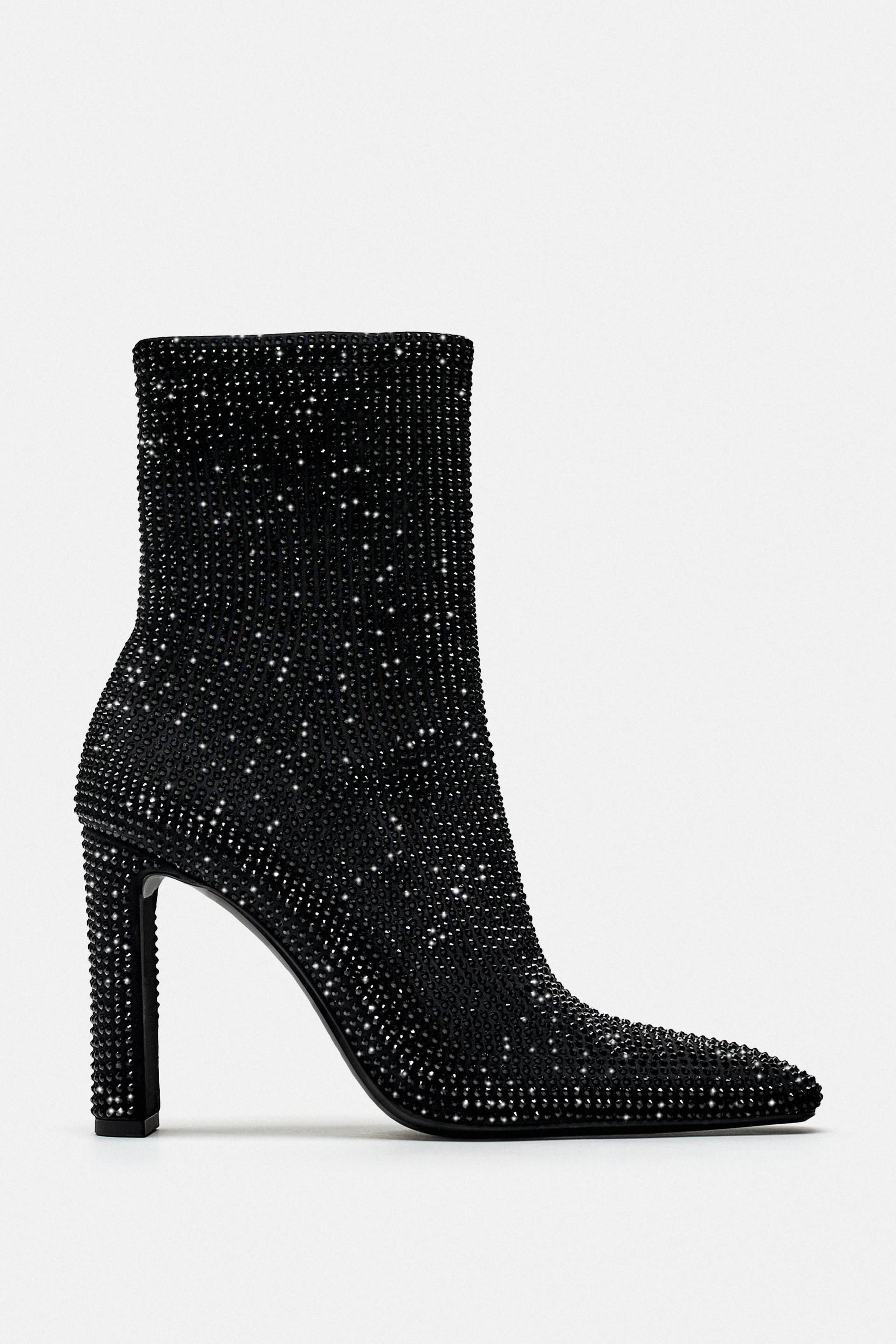 RHINESTONE HEELED ANKLE BOOTS Product Image