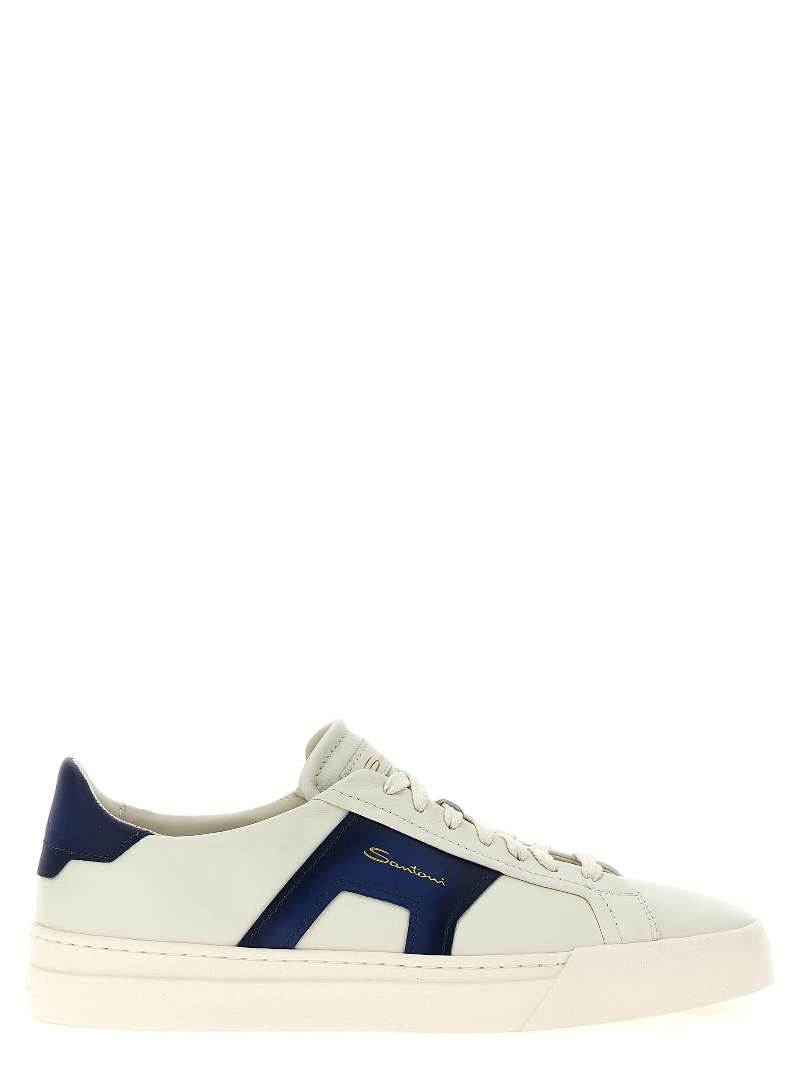 SANTONI Double Buckle Sneakers In White Product Image