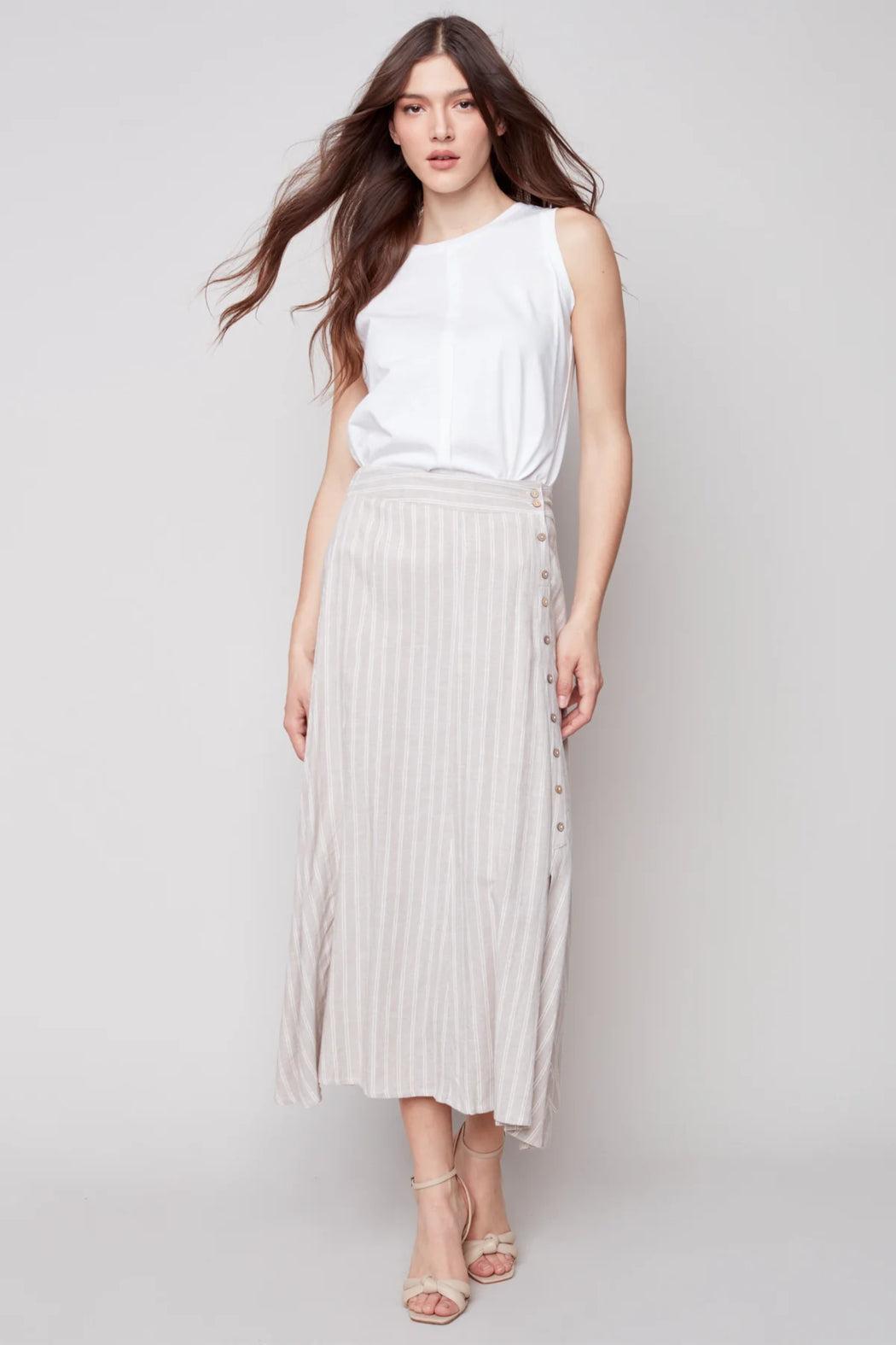 Long Striped Linen Skirt Female Product Image