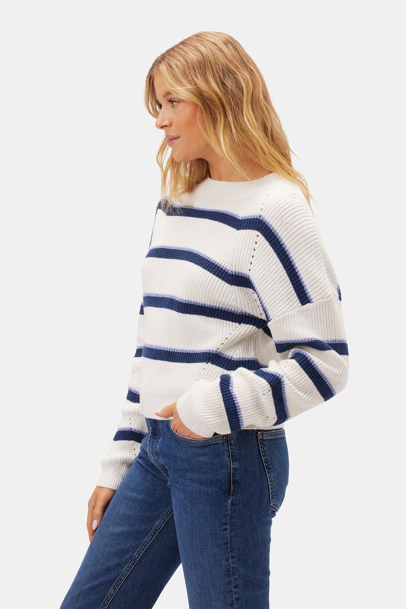 Emma Striped Sweater - Ivory Navy Blue Stripe Product Image