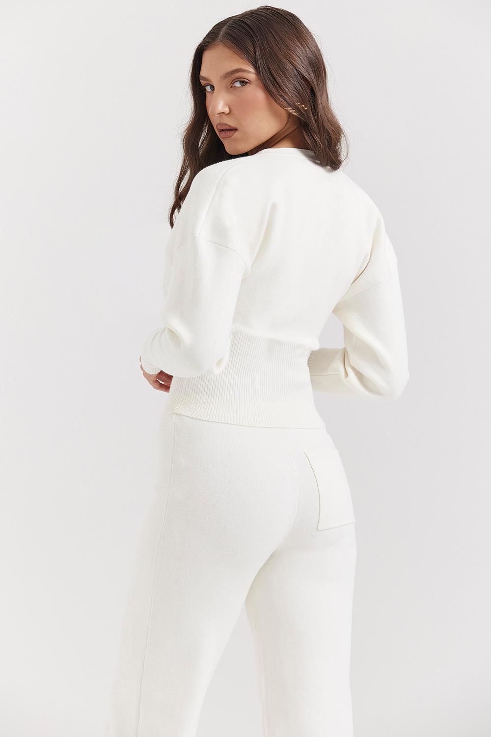 Noor Off White Knitted Cardigan Product Image