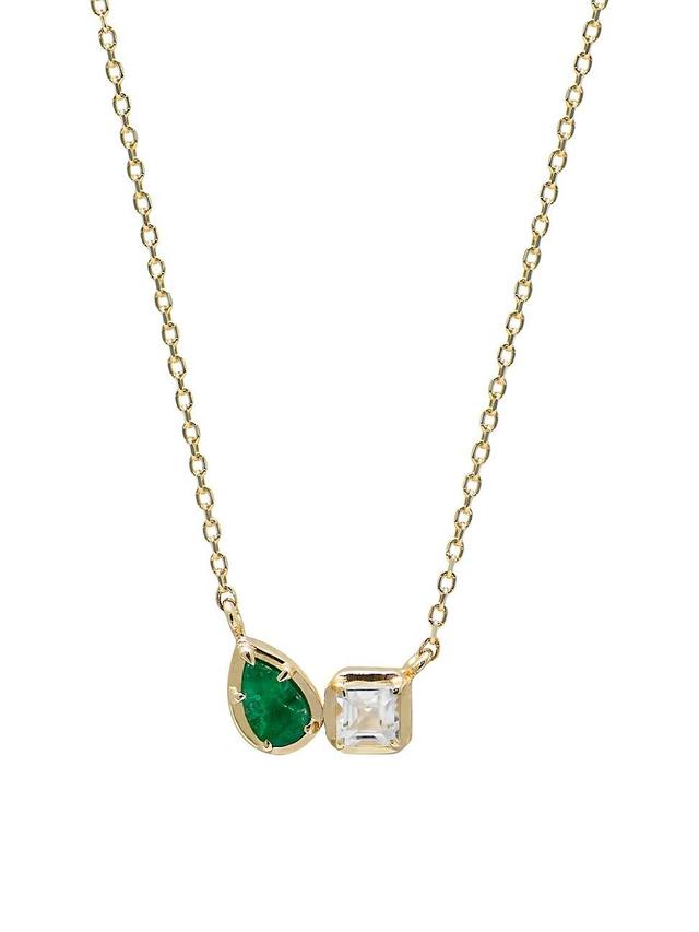 Womens Mlia 14K Yellow Gold, Emerald & Topaz Pendant Necklace Product Image