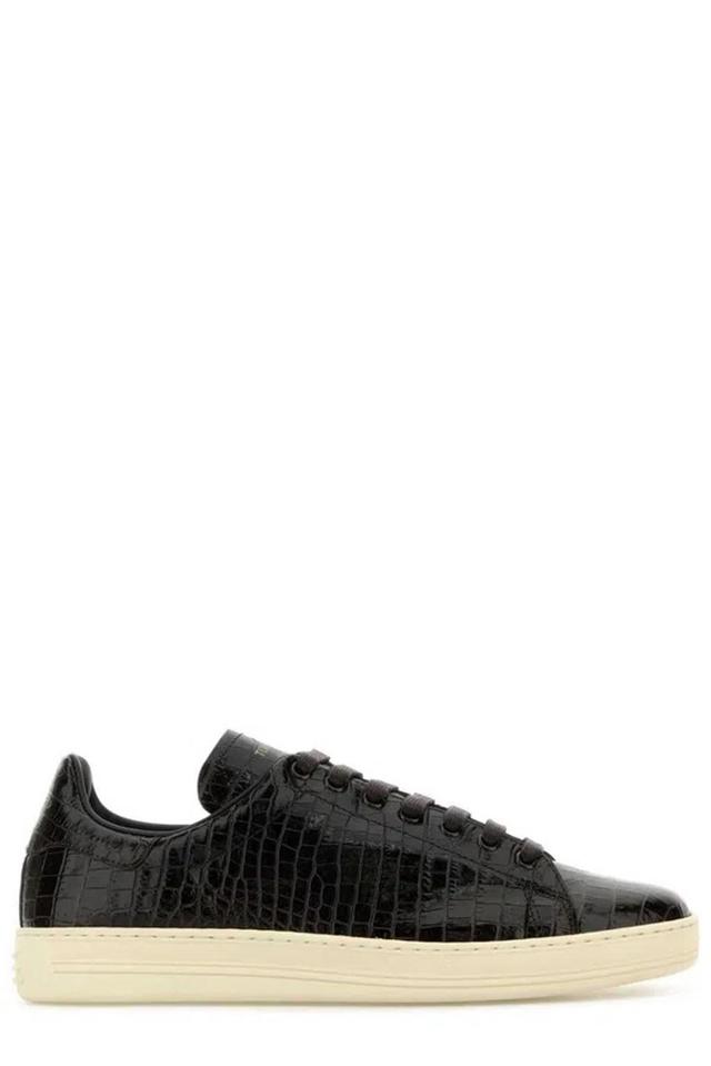 TOM FORD Embossed Almond Toe Sneakers In Brown Product Image