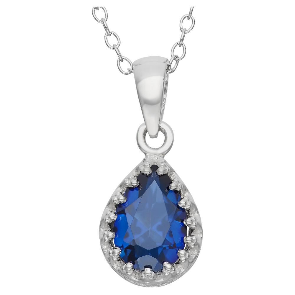 Designs by Gioelli 14k Gold Over Silver Lab-Created Sapphire Teardrop Pendant, Womens Blue Product Image