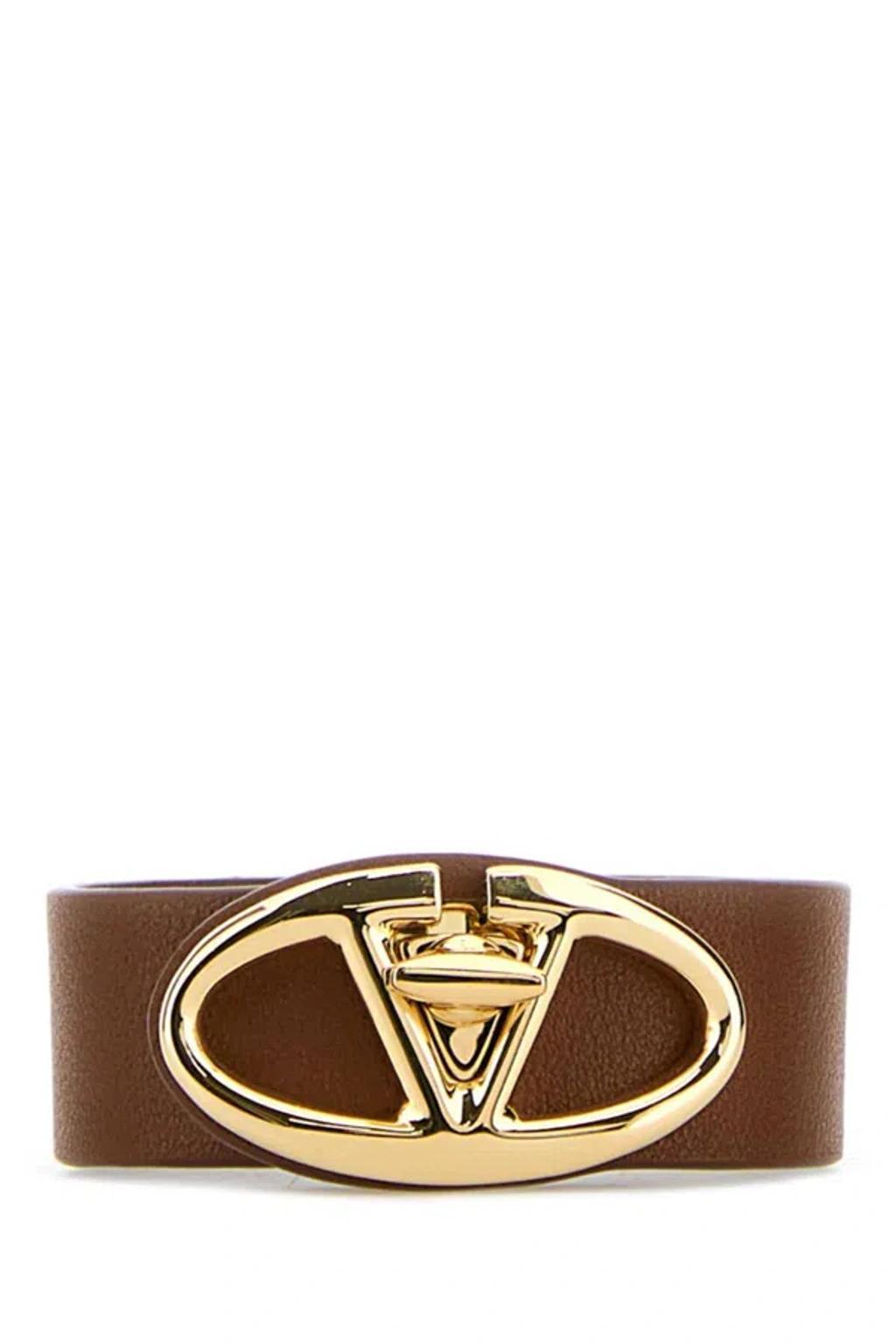 VALENTINO GARAVANI Brown Leather Vlogo Bracelet Product Image