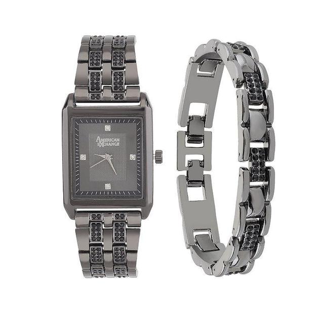 American Exchange Mens Crystal Bracelet Watch 33mm Gift Set Product Image