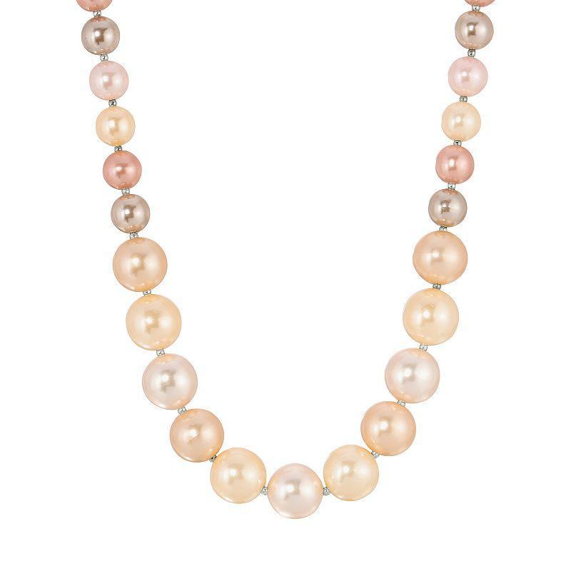 1928 Silver Tone Multi Color Simulated Pearl Double Row Necklace, Womens Product Image