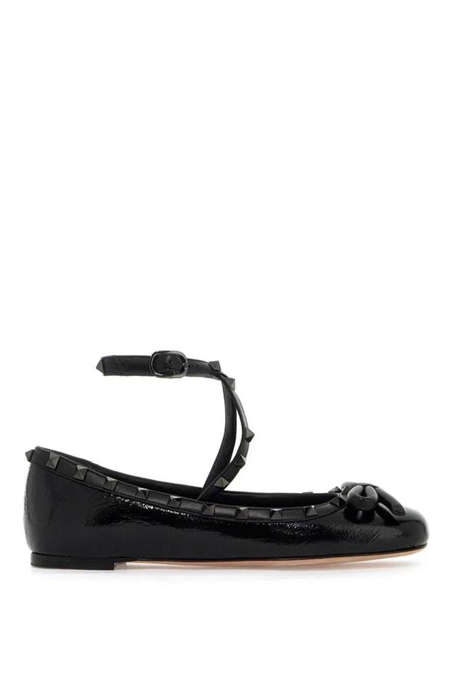 Valentino Rockstud Patent Ballet Flat In Nero Product Image