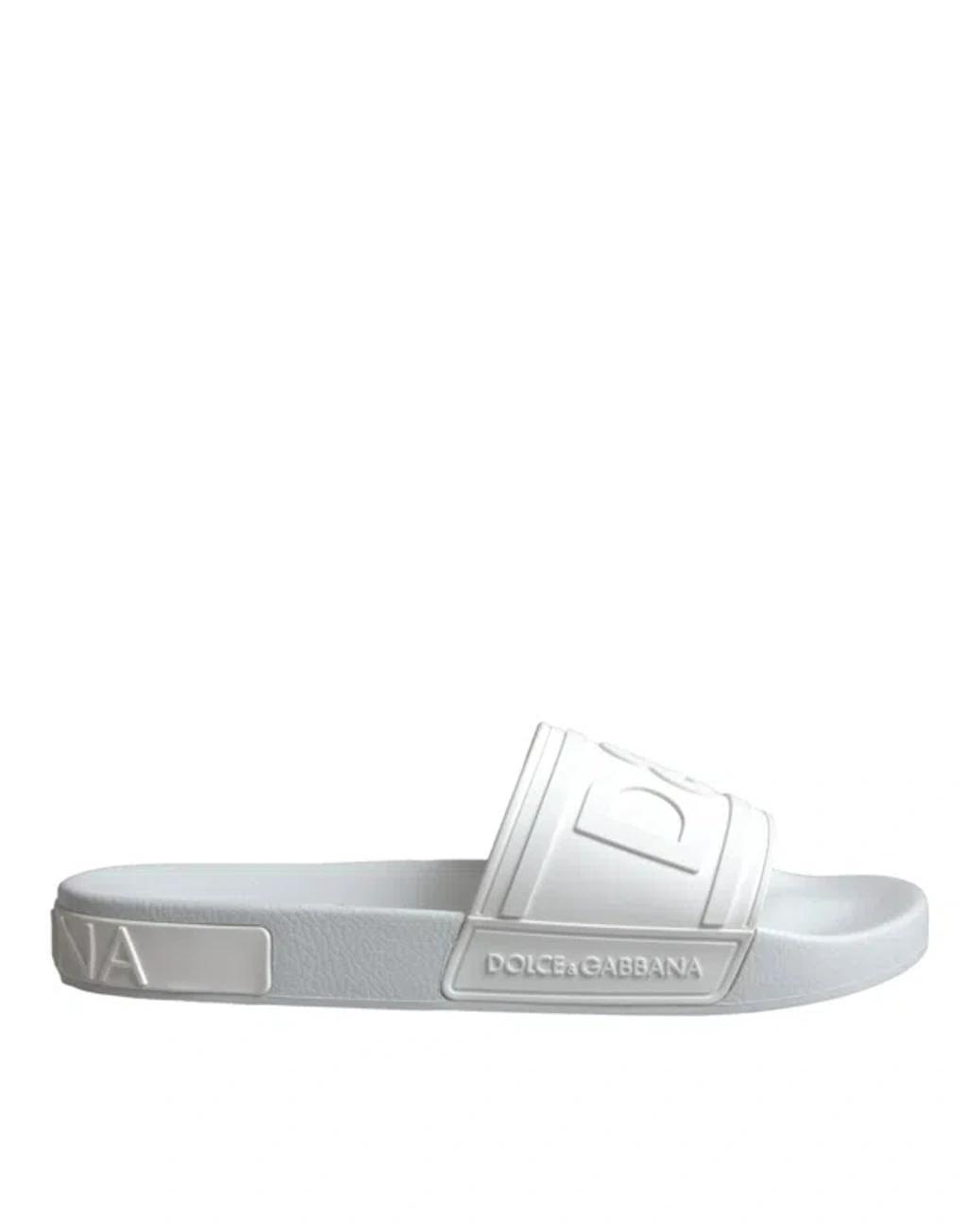 White Rubber Slides Sandals Beachwear Men's Shoes Product Image