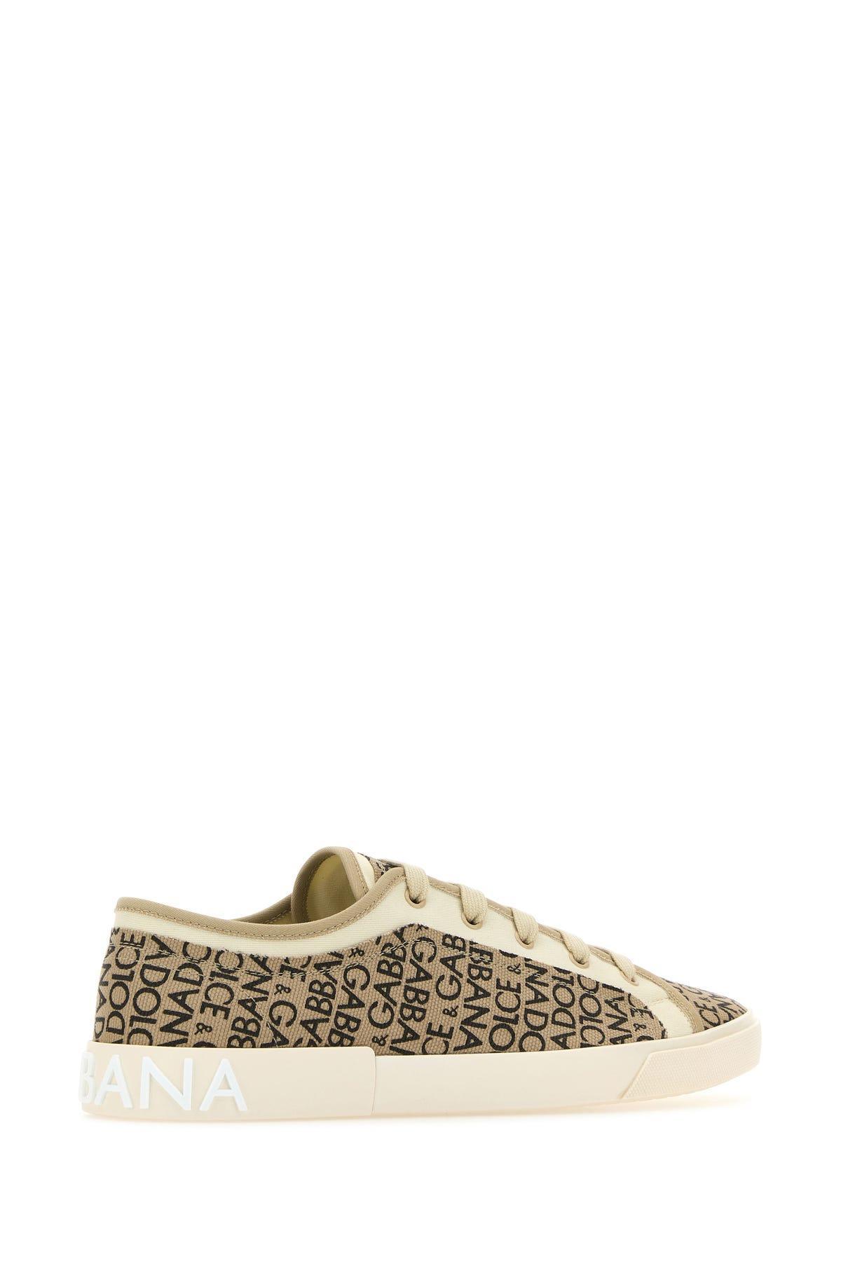 Beige Printed Canvas Sneakers Product Image