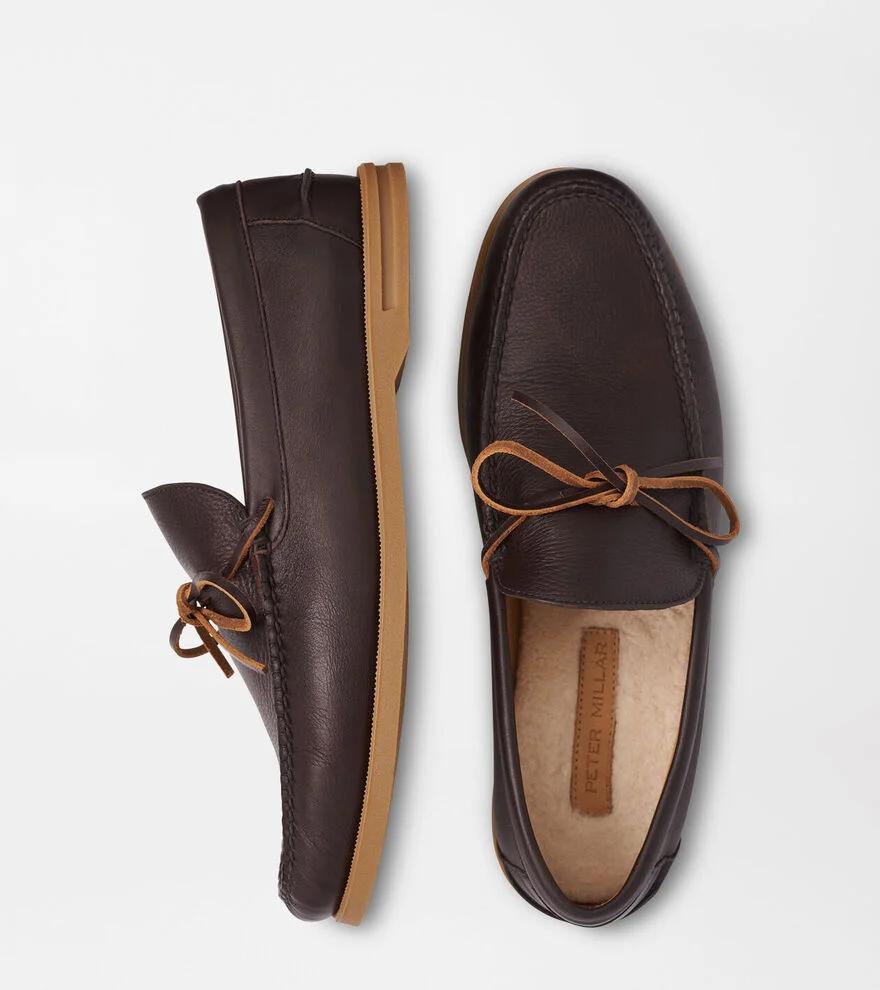 Peter Millar Mens Excursionist Leather Boat Shoe | Color: Chocolate | Size: 12 Product Image