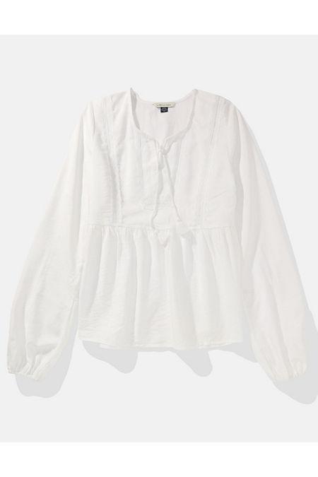 AE Tie-Front Long-Sleeve Peasant Top Women's Product Image