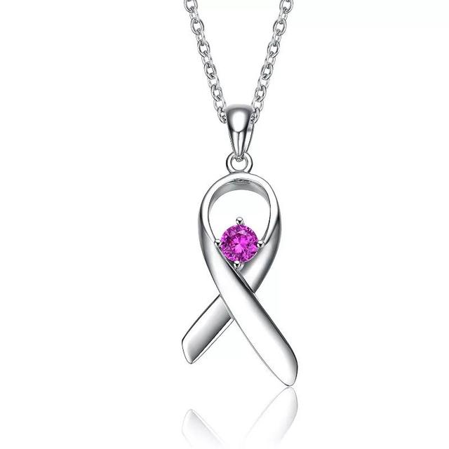 Sterling Silver Pink Cubic Zirconia Loop Necklace, Womens Two Tone Product Image