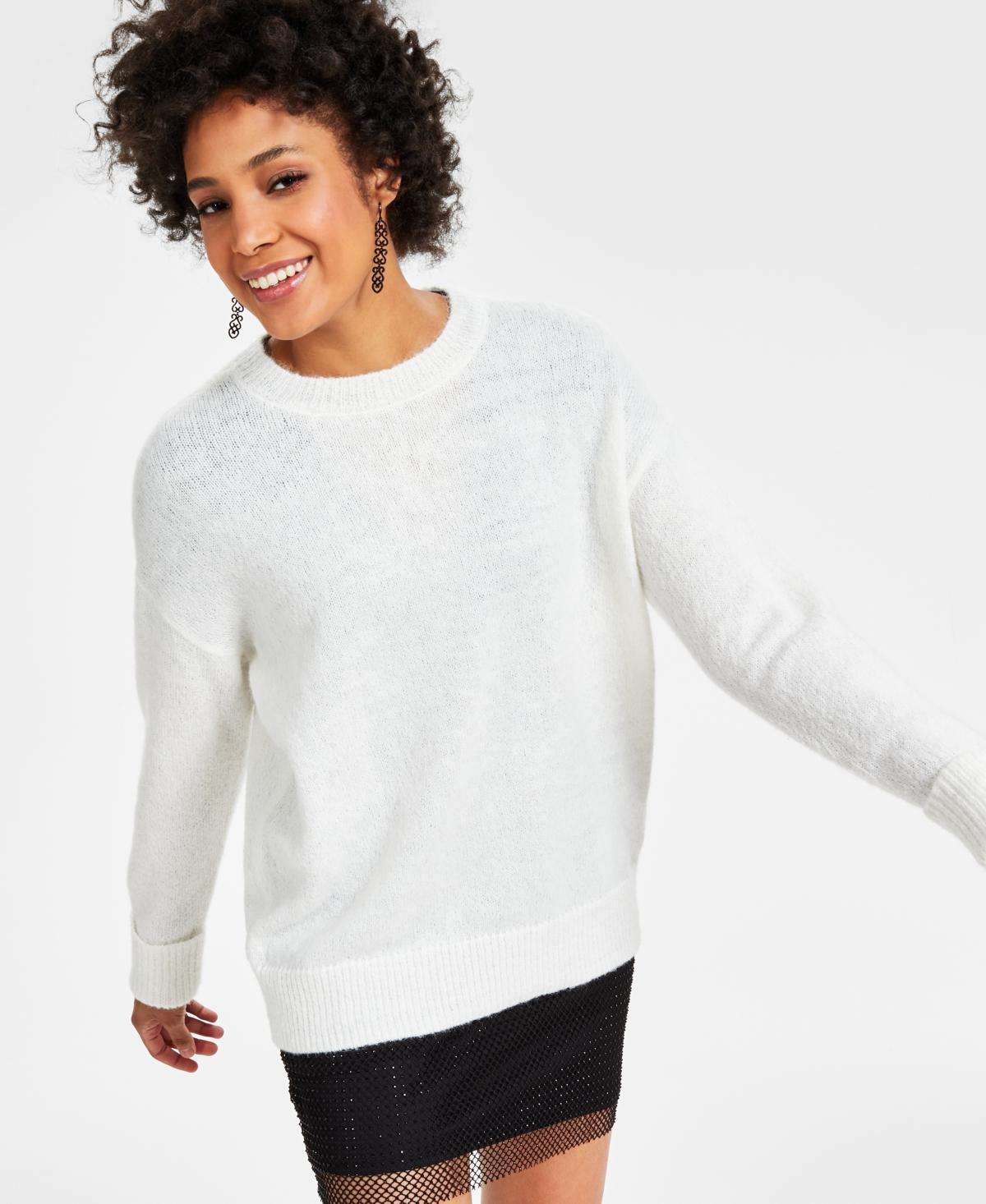 Bar Iii Womens Fuzzy-Knit Crewneck Sweater, Created for Macys product image