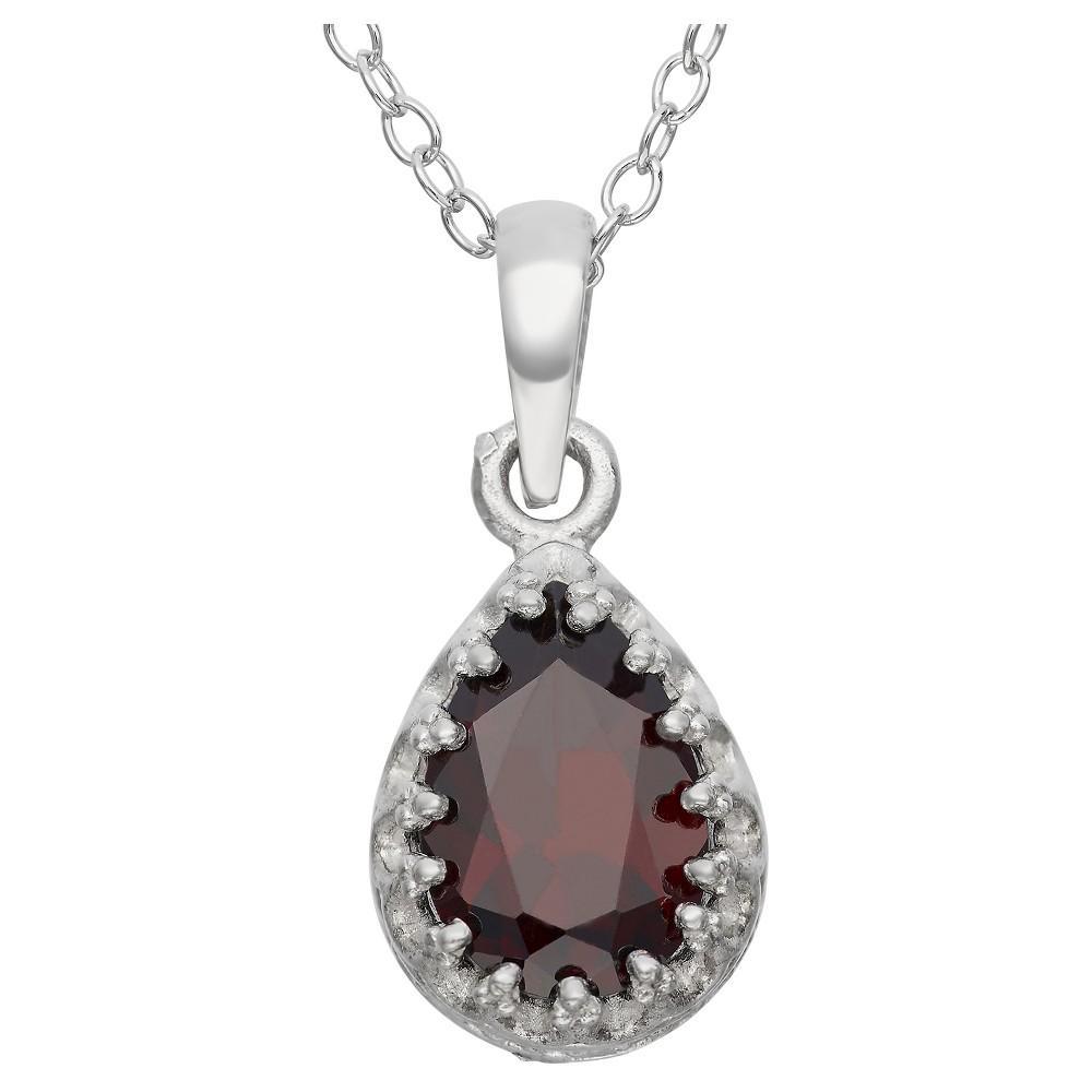 Designs by Gioelli Sterling Silver Garnet Teardrop Pendant, Womens Red Product Image