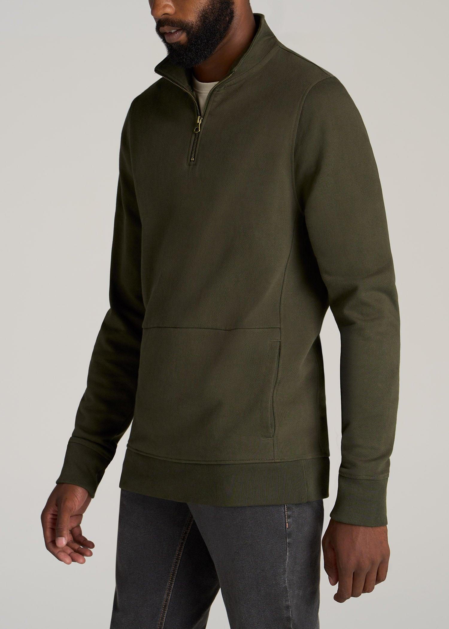 LJ&S Heavyweight Quarter-Zip Men's Tall Pullover in Vintage Thyme Green Male Product Image