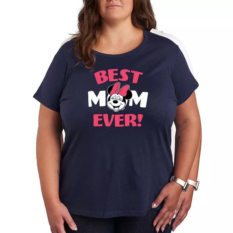 Disneys Minnie Mouse Plus Best Mom Graphic Tee, Womens Heather Grey Product Image