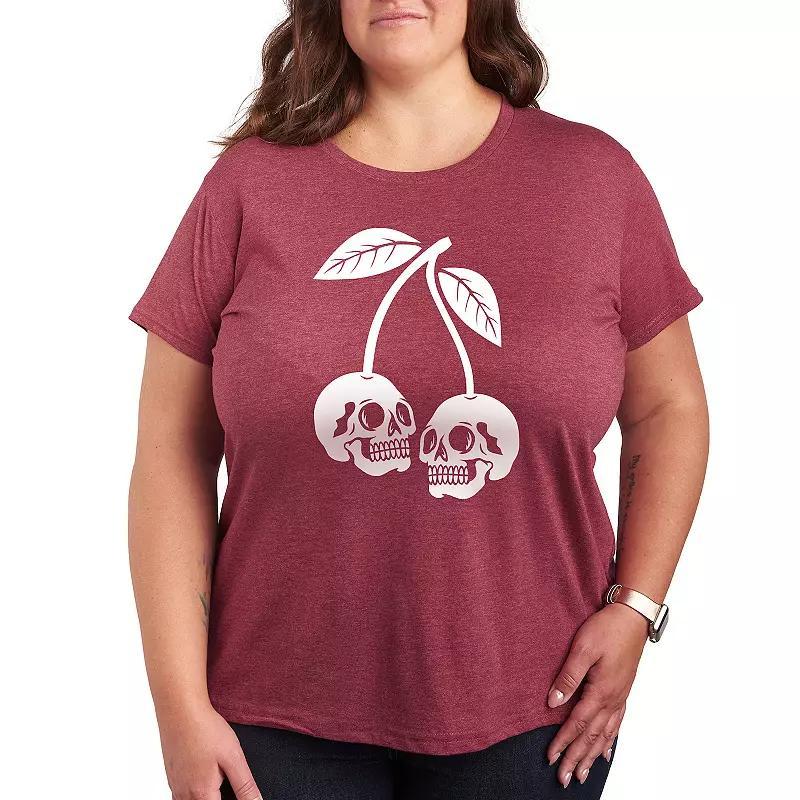 Plus Size Skull Cherries Graphic Tee, Womens Med Red Product Image