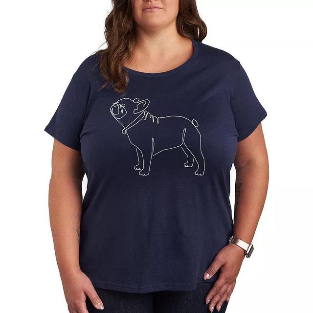 Plus Contour Line French Bulldog Graphic Tee, Womens Product Image