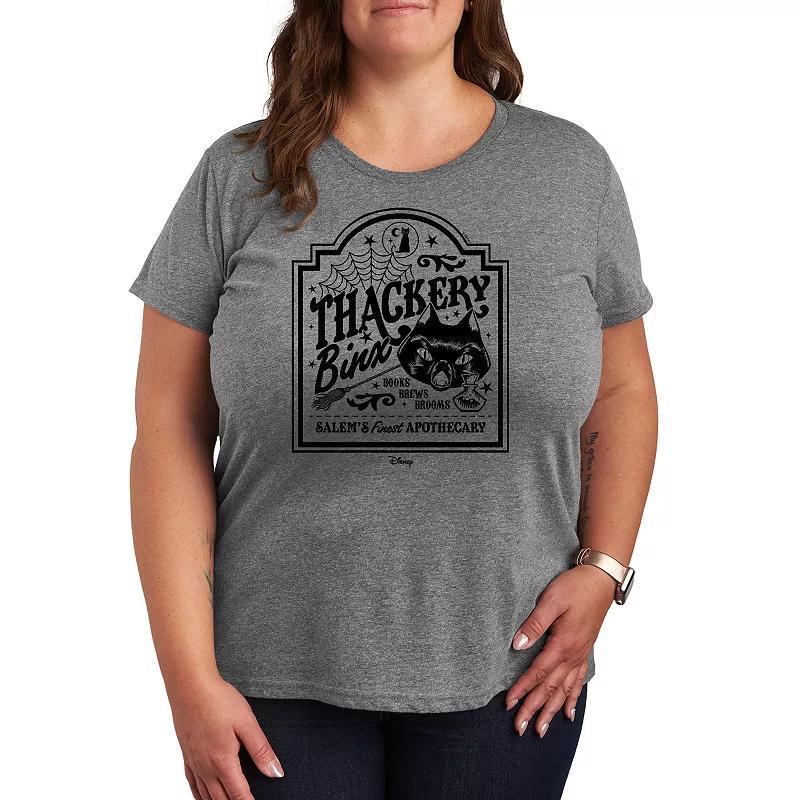 Disneys Hocus Pocus Binx Plus Size Business Sign Graphic Tee, Womens Grey Gray Product Image