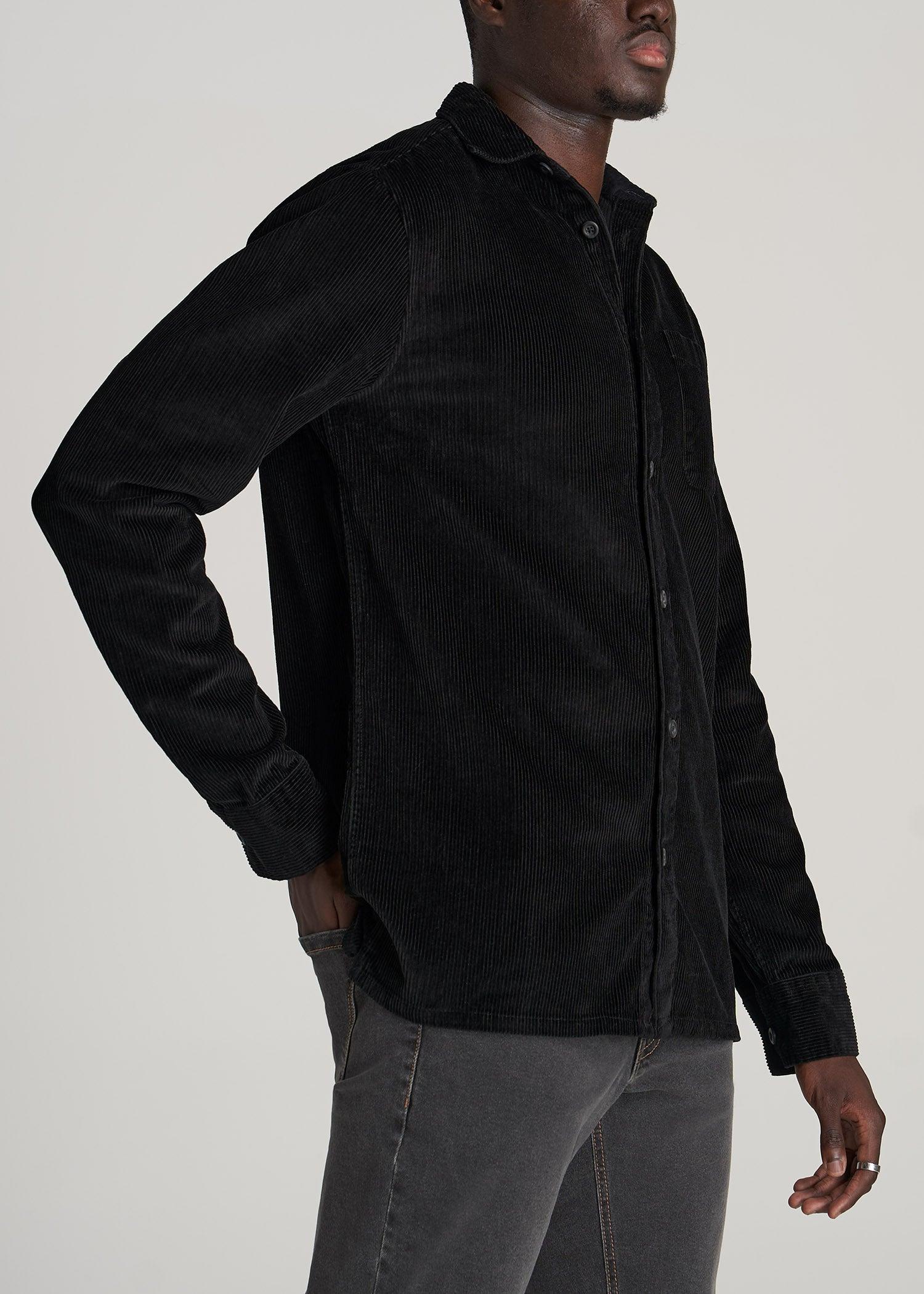 LJ&S Corduroy Overshirt for Tall Men in Black Male Product Image