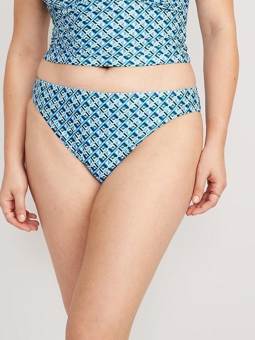 High-Waisted Printed French-Cut Bikini Swim Bottoms Product Image