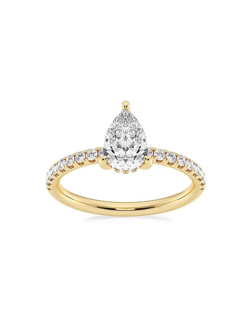 Womens 14K Yellow Gold & Pear-Cut Lab-Grown Diamond Hidden Halo Ring/0.80-3.41 TCW Product Image