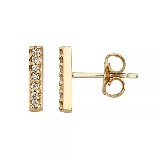 1/10 Carat T.W. Diamond 10k Gold Stick Stud Earrings, Womens, White Product Image